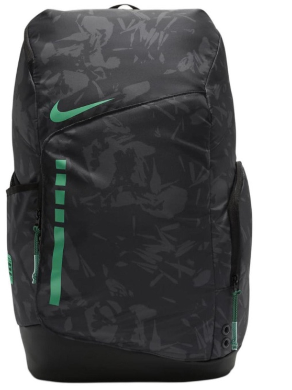 Nike Black Backpack with Green Accents and Subtle Pattern